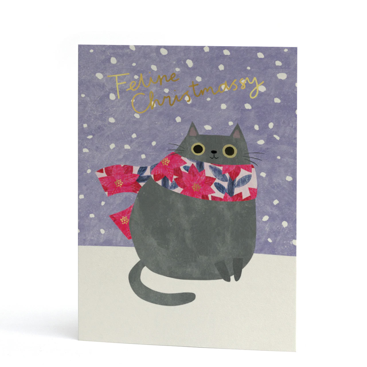 Feline Christmassy Gold Foil Christmas Card