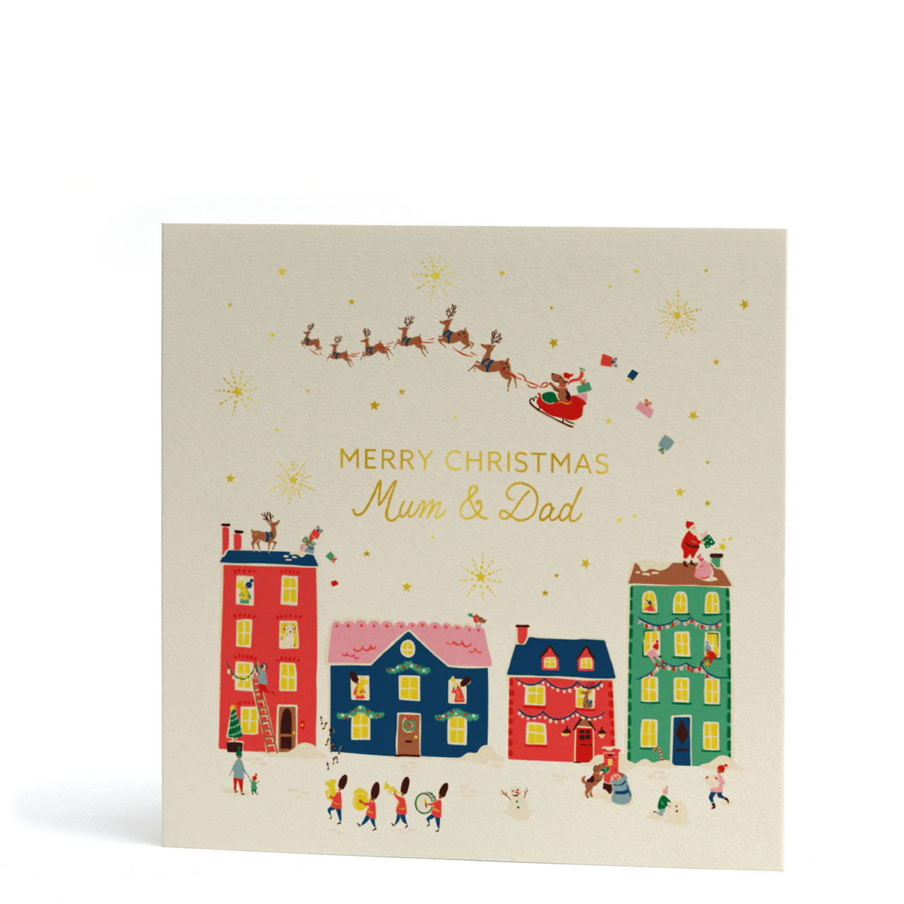 Merry Christmas Mum and Dad Gold Foil Christmas Card