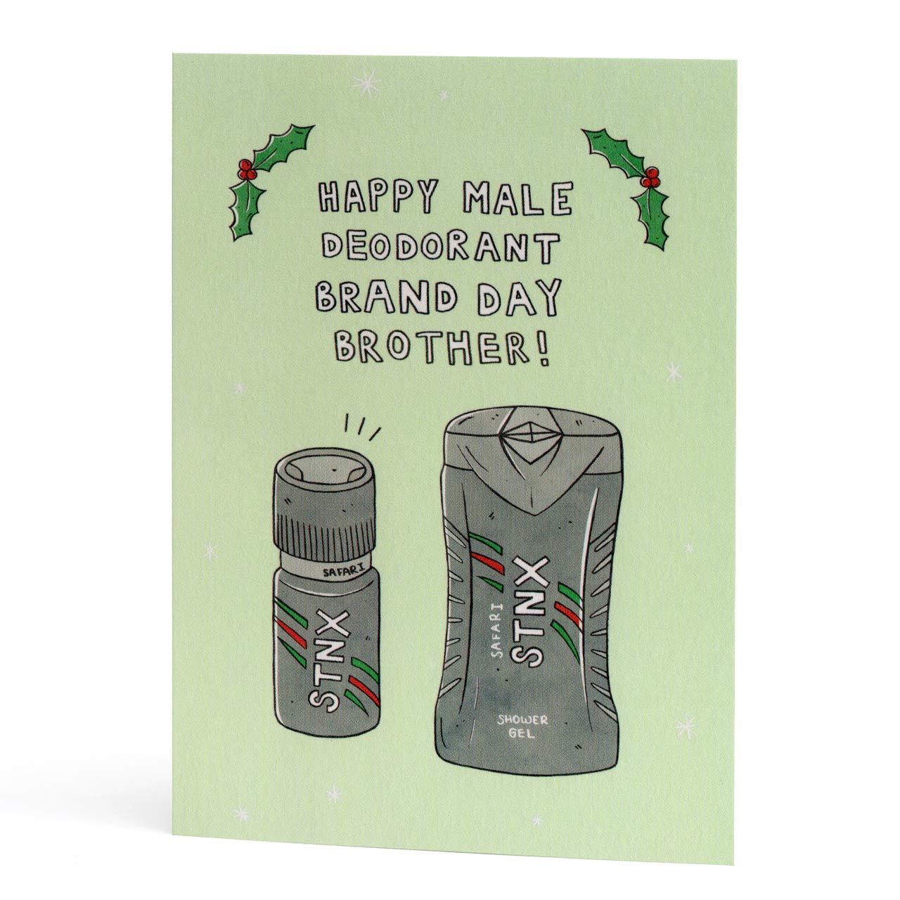 Male Deodorant Brand Day Brother Christmas Card
