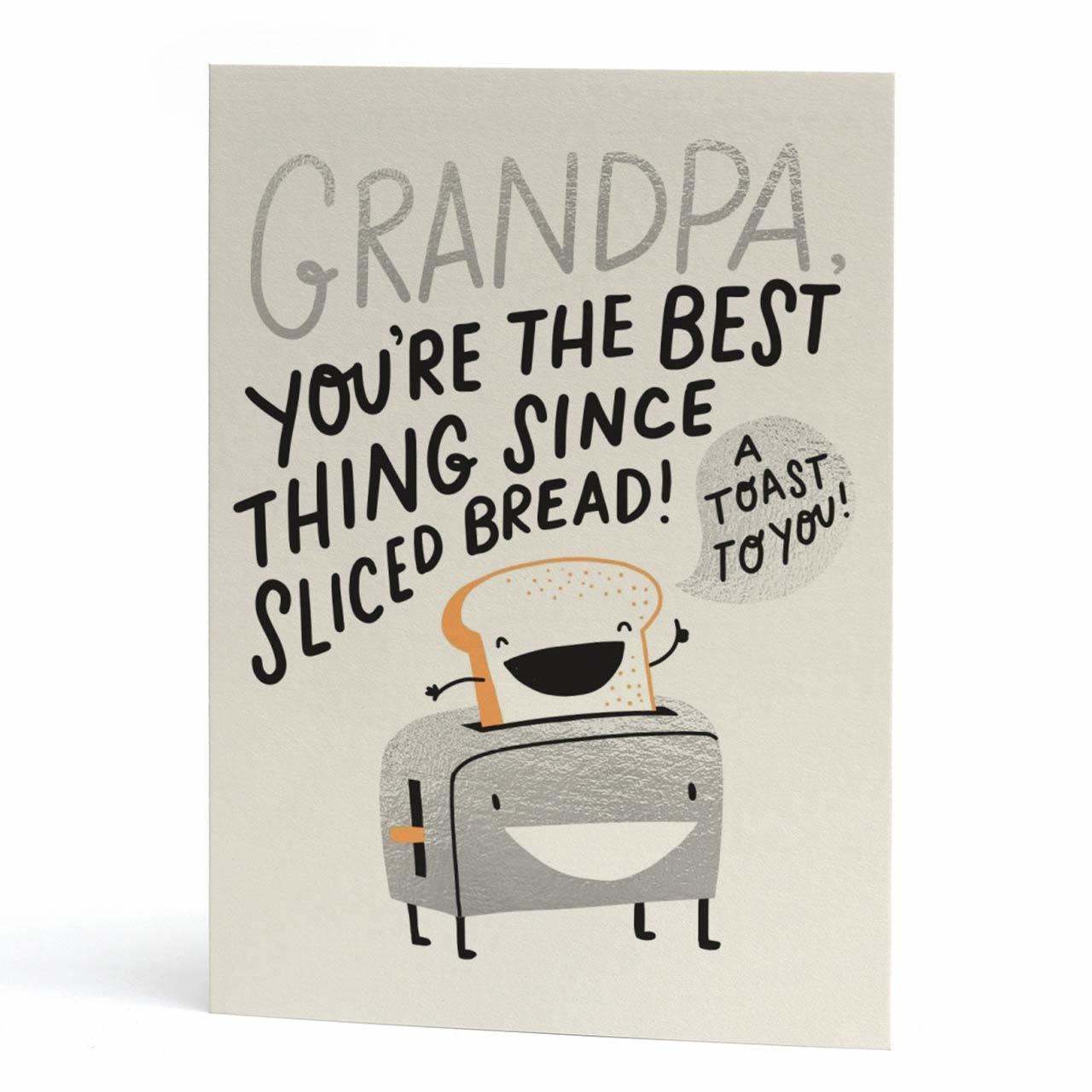 Grandpa Sliced Bread Silver Foil Greeting Card