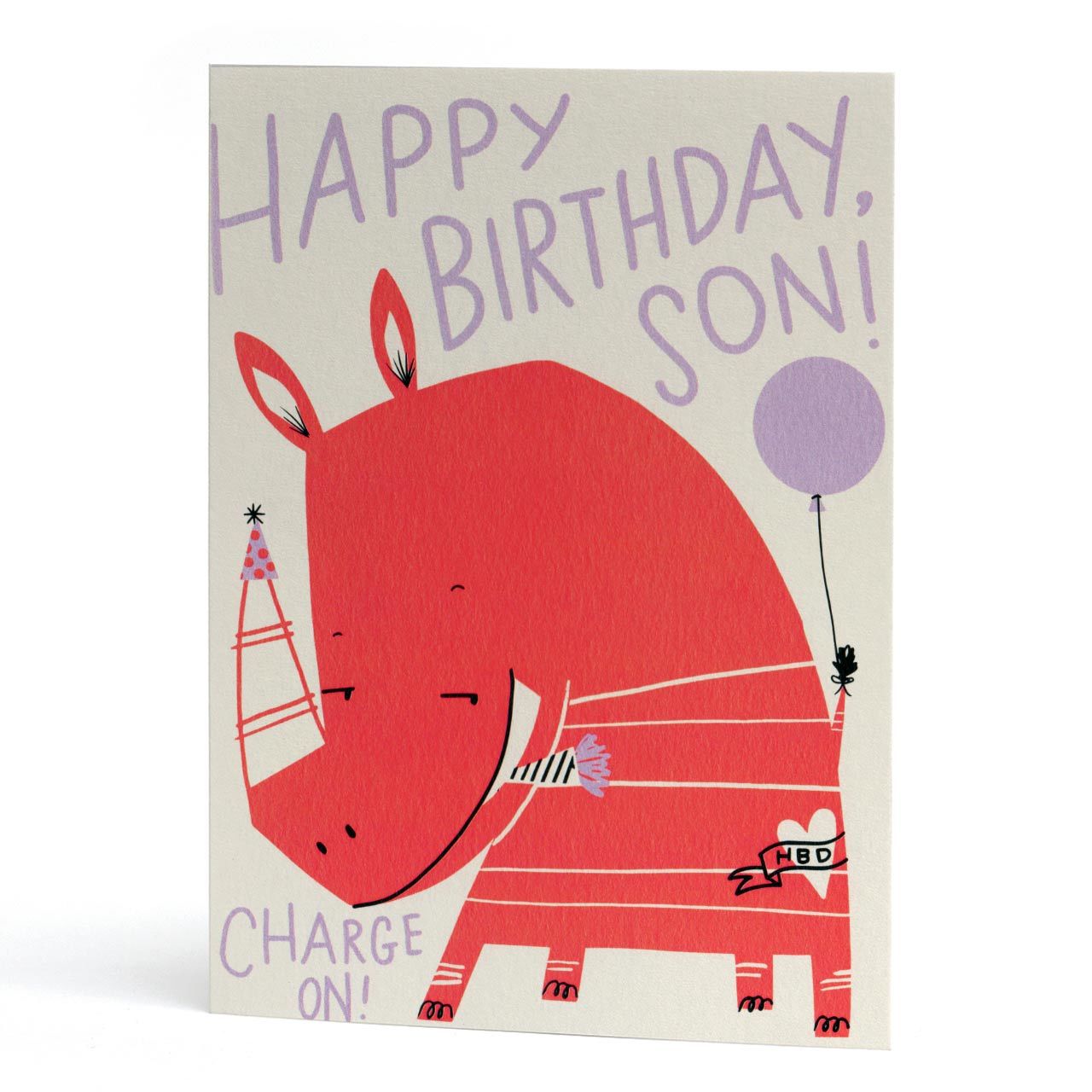 Happy Birthday Son Neon Rhino Card
