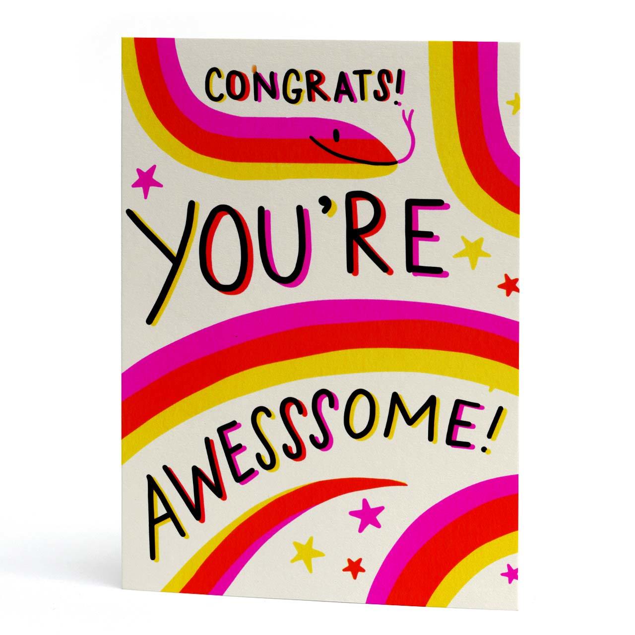 Awesssome Congrats Neon Greeting Card