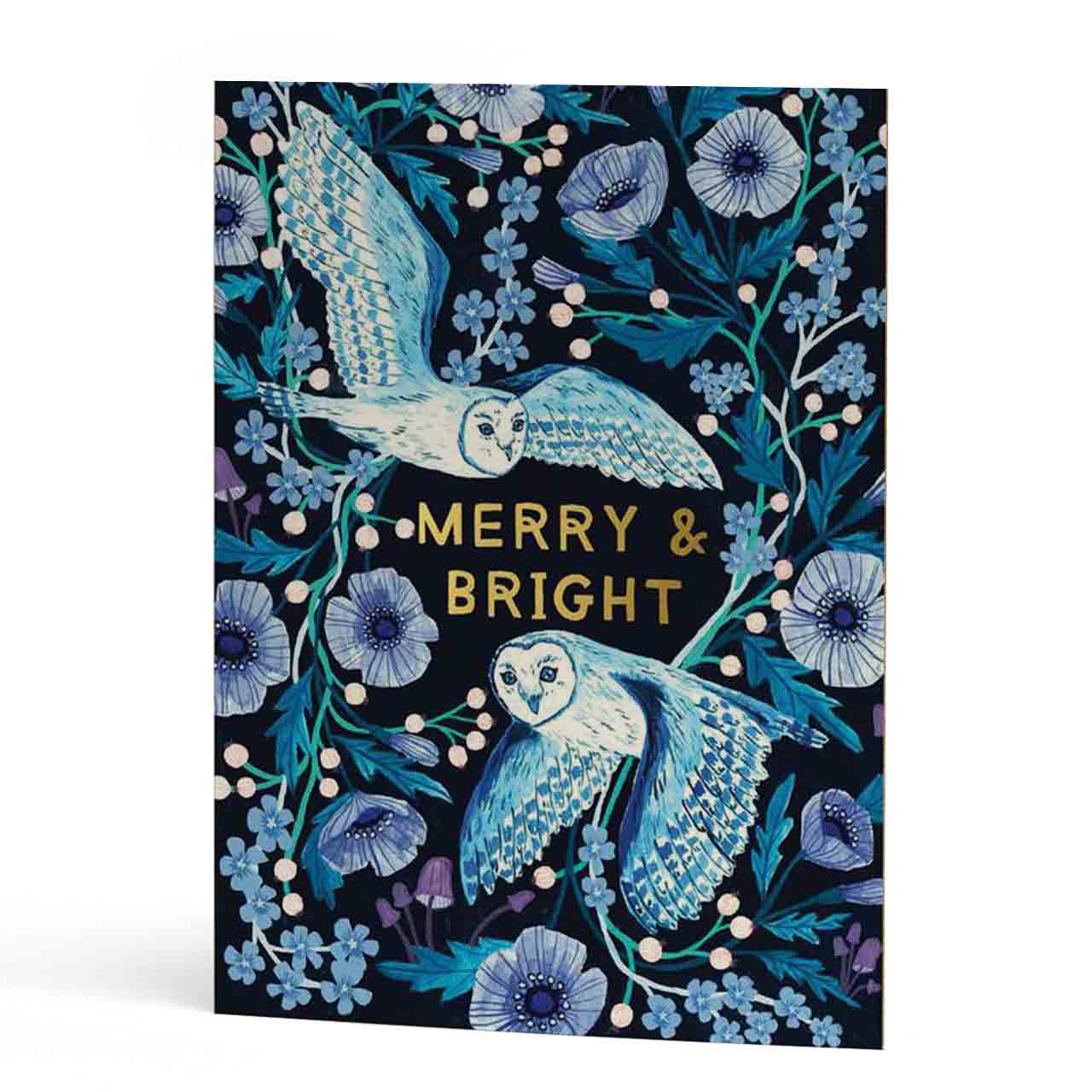 Merry and Bright Owls Christmas Card