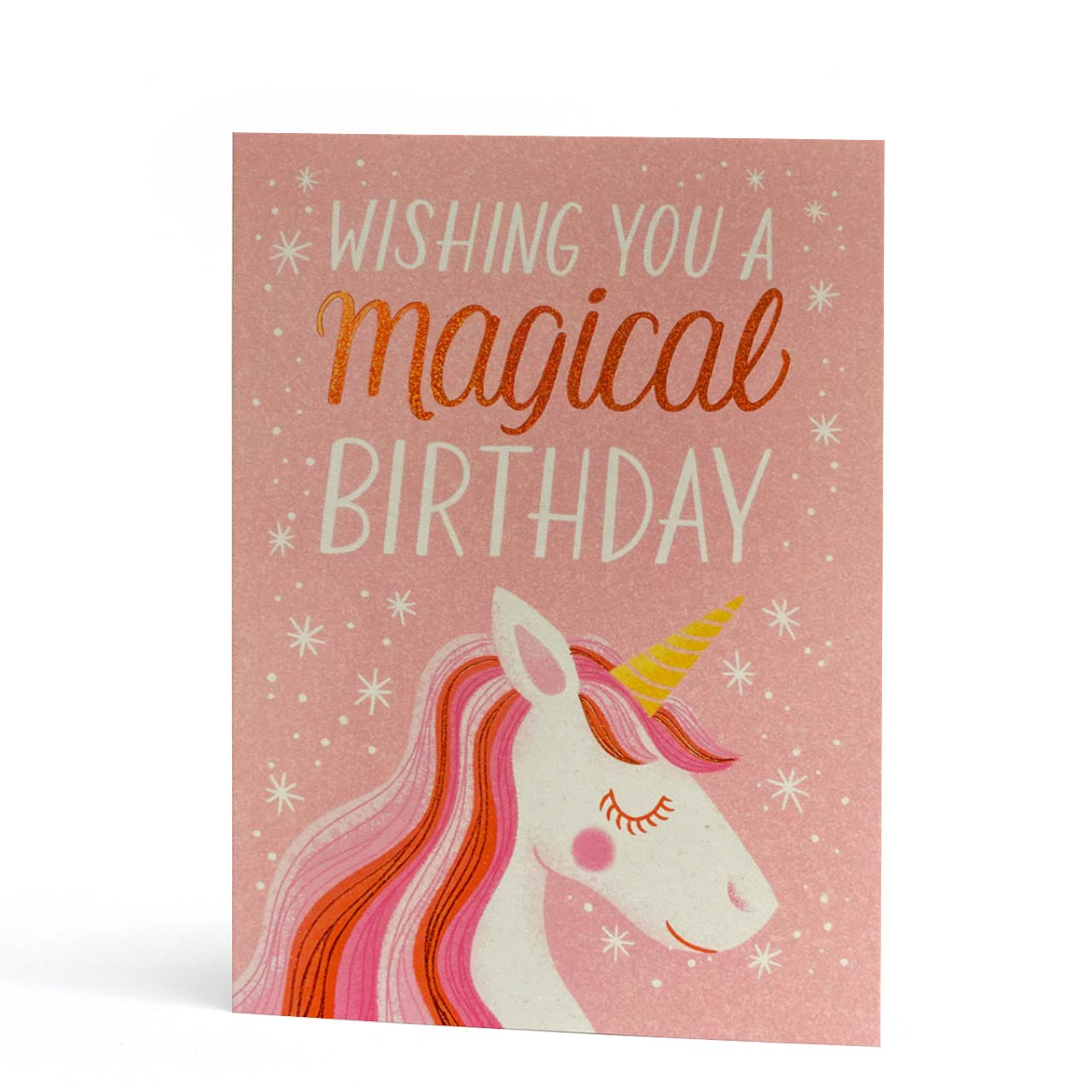 Birthday Unicorn Orange Foil Greeting Card