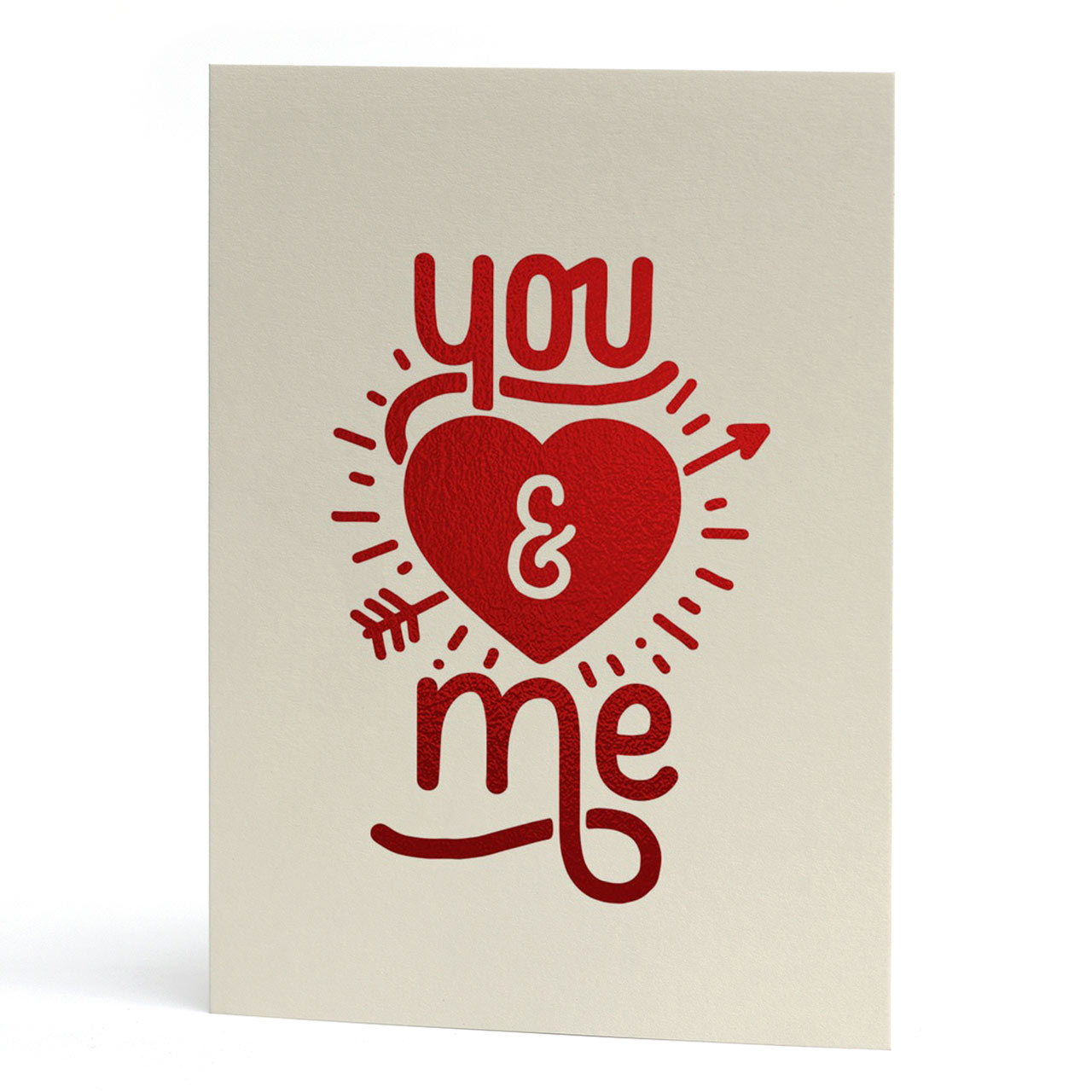 You and Me Red Foil Greeting Card