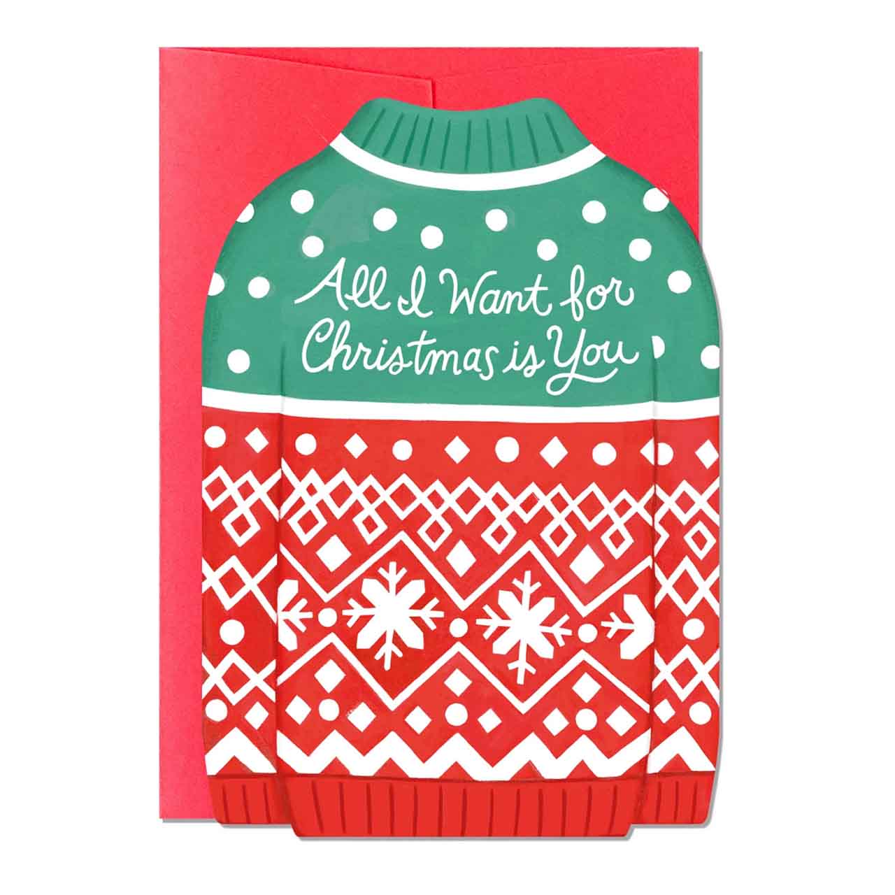 All I Want for Christmas Die Cut Card
