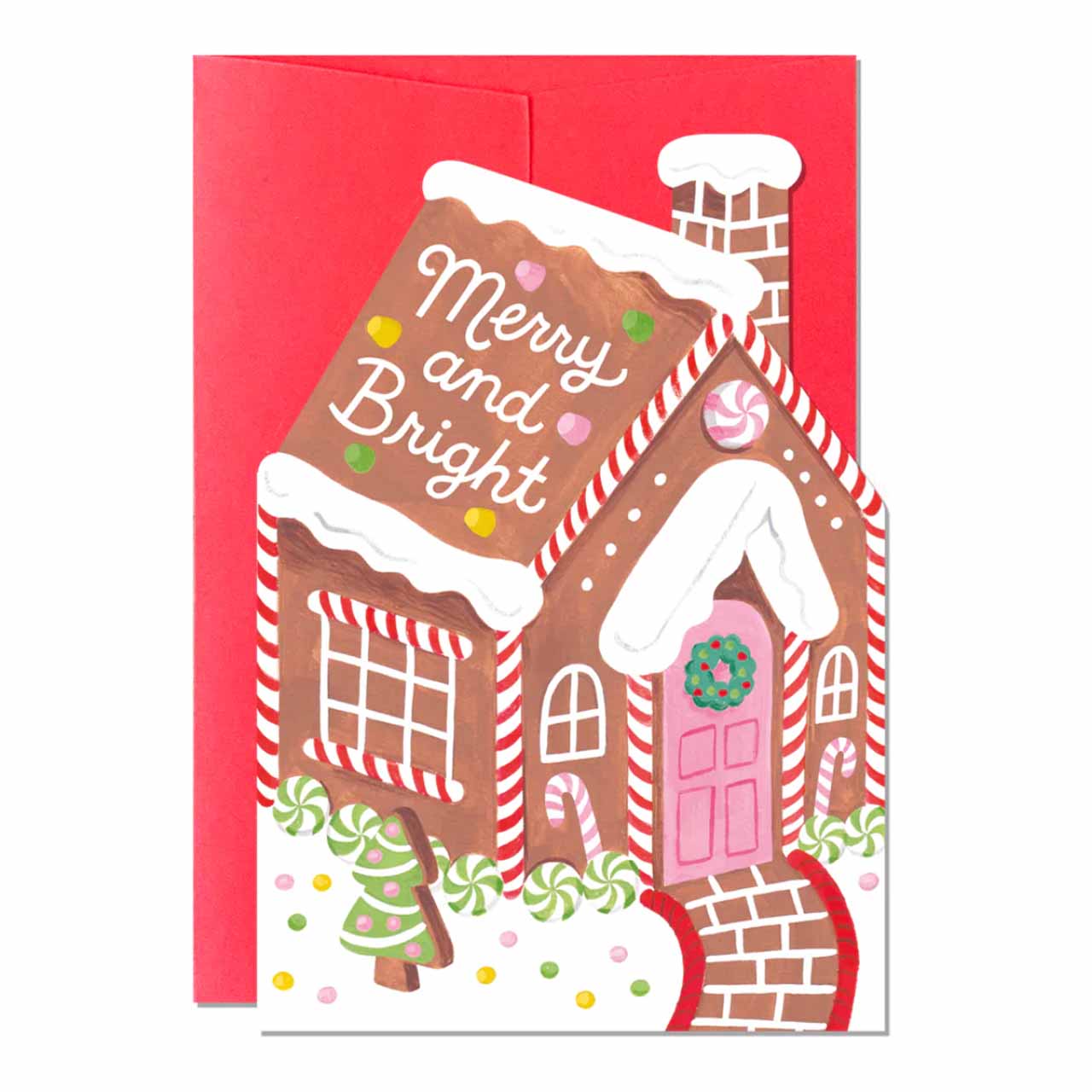 Gingerbread House Christmas Die Cut Card