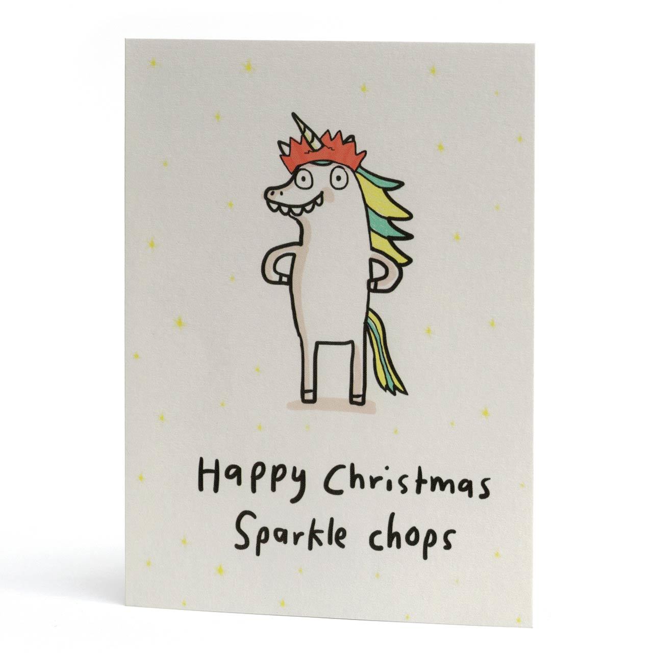 Happy Christmas Sparkle Chops Greeting Card