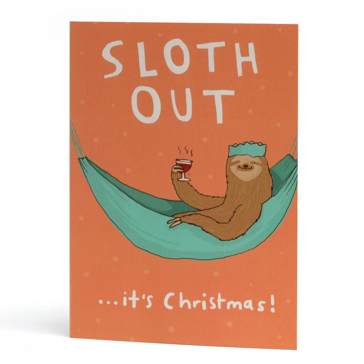 Sloth Out it's Christmas Greeting Card