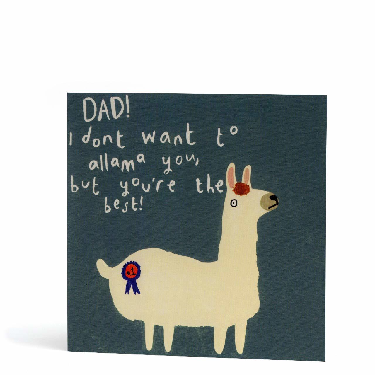 Llama Best Dad Greeting Card