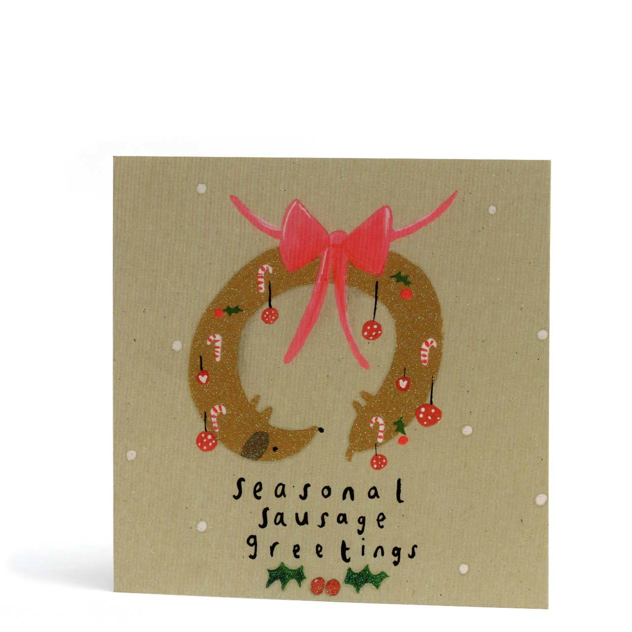 Seasonal Sausage Greetings Christmas Card