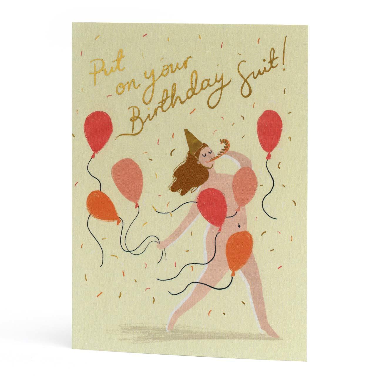 Birthday Suit Gold Foil Birthday Card