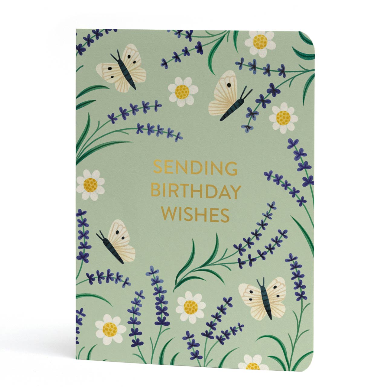 Sending Birthday Wishes Gold Foil Lavender Seed Card