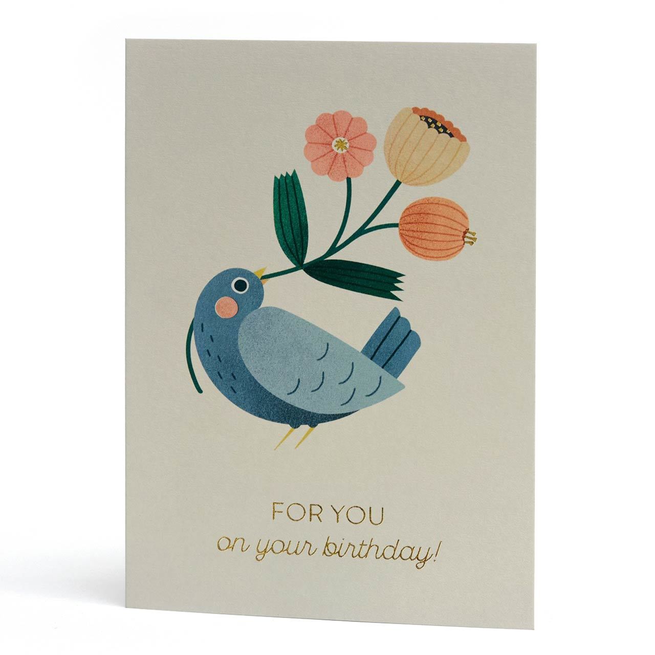 For You Gold Foil Birthday Bird Greeting Card