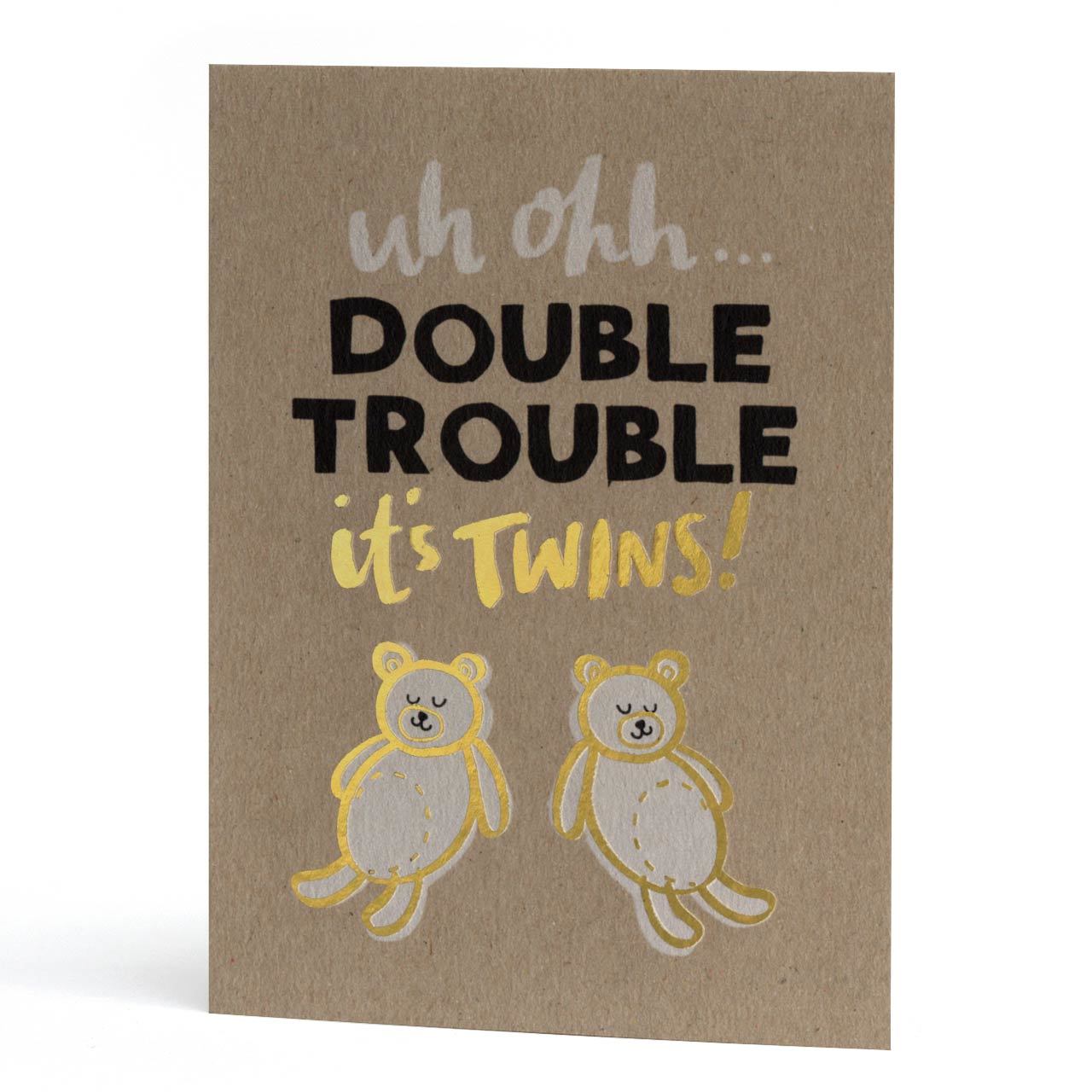 Double Trouble Twins Gold Foil Greeting Card