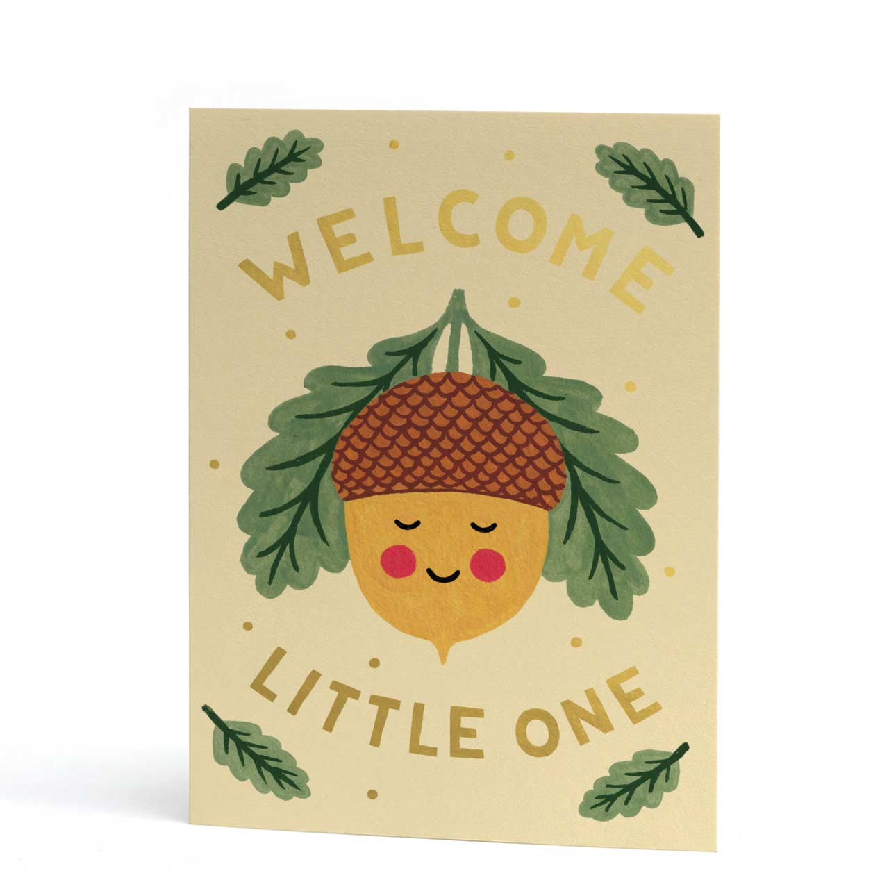 Acorn Welcome Little One Gold Foil Greeting Card