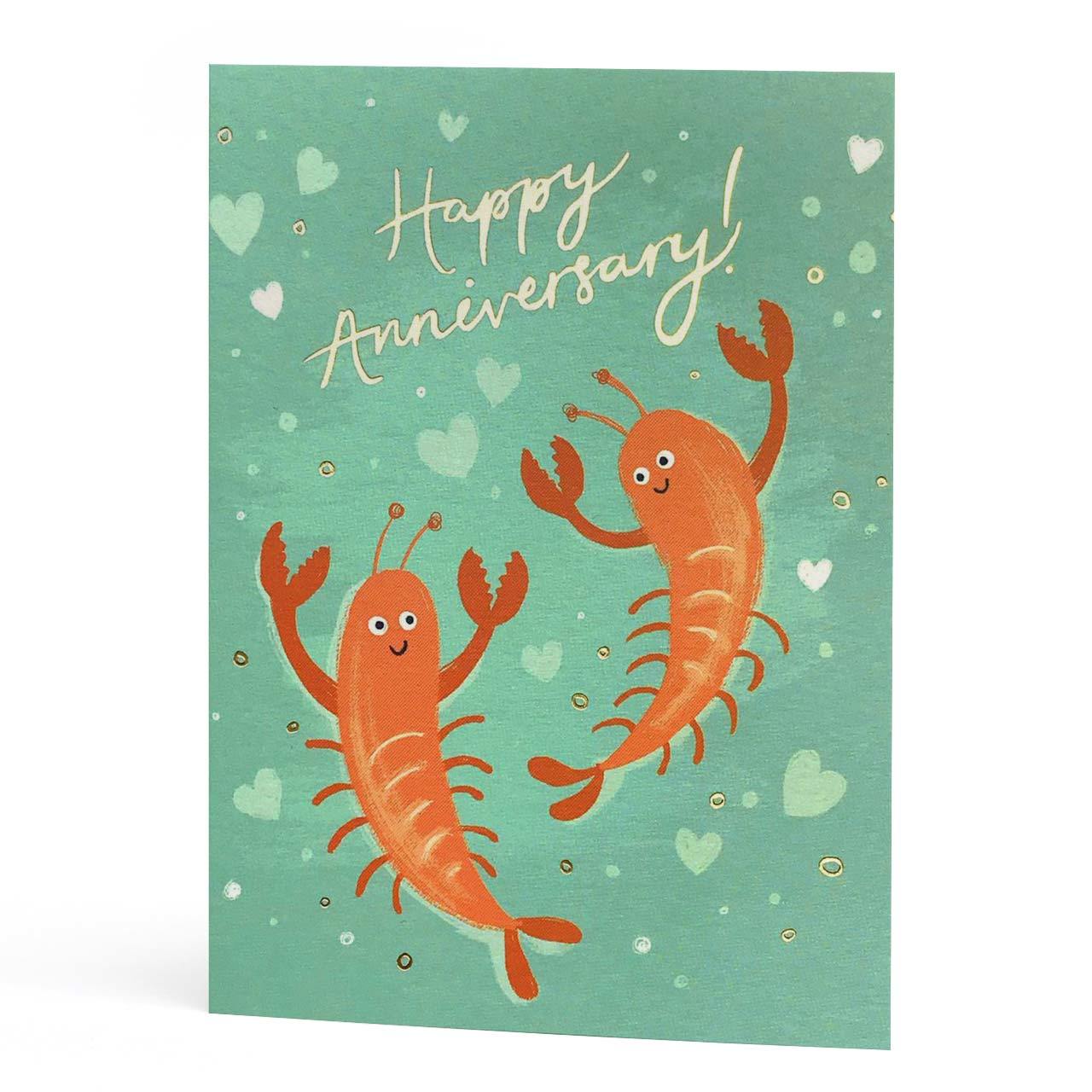 Lobsters Anniversary Gold Foil Greeting Card