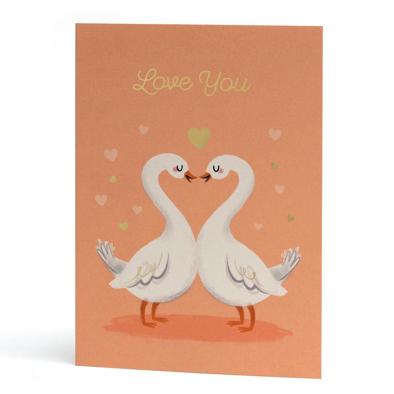 Love Swans Gold Foil Greeting Card