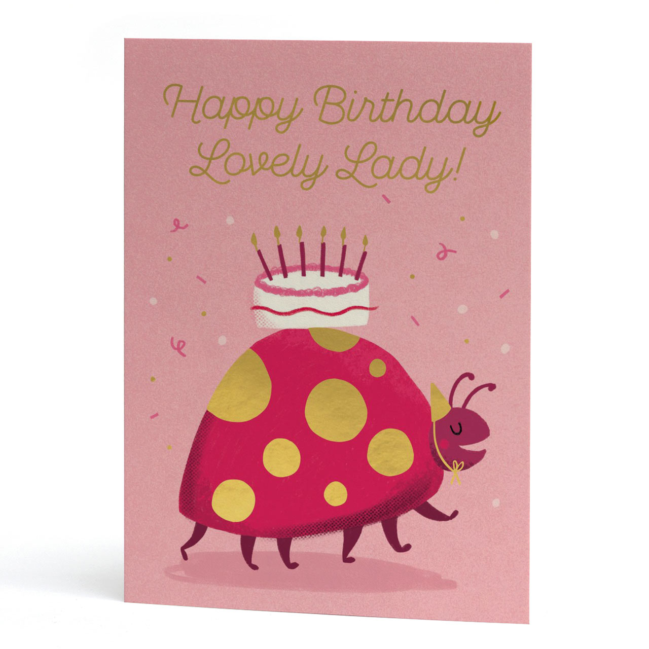 Lovely Ladybird Gold Foil Birthday Card