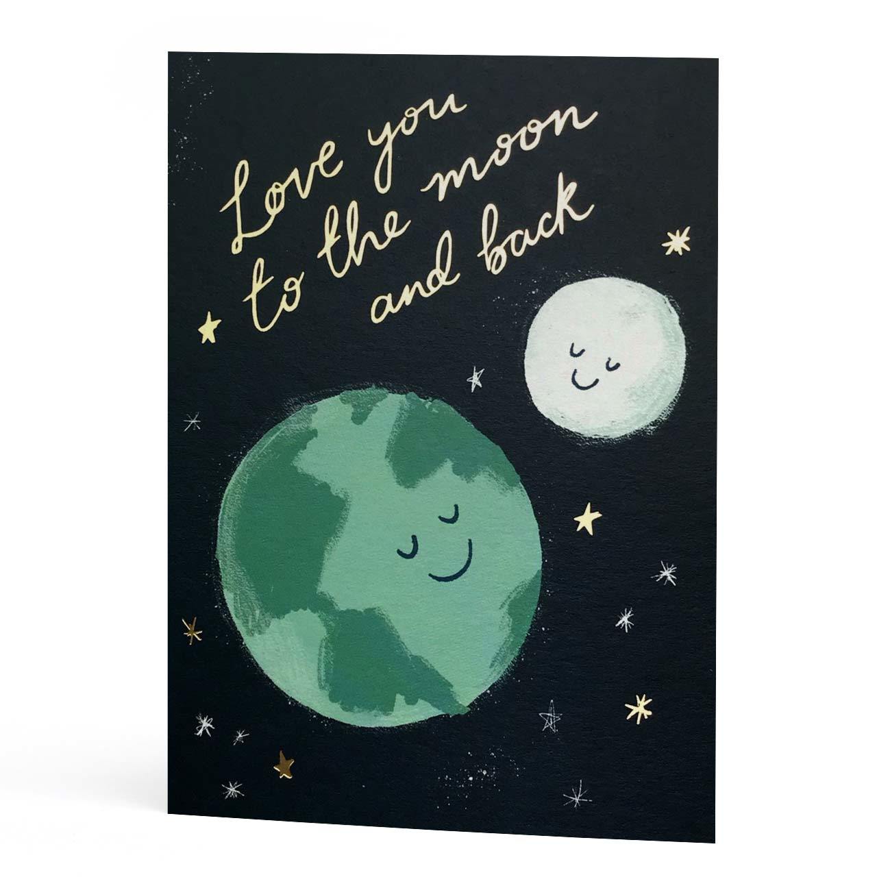 Moon and Back Gold Foil Greeting Card